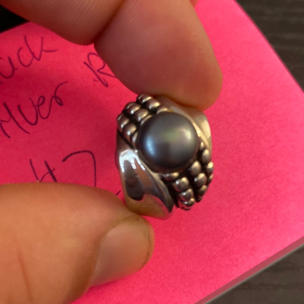 Black Pearl Silver Ring